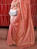 Women's kanjivaram banarasi silk saree Zari Woven for festival Wedding silk with rich pallu Design sarees for women with Unstitched blouse piece - Image 4